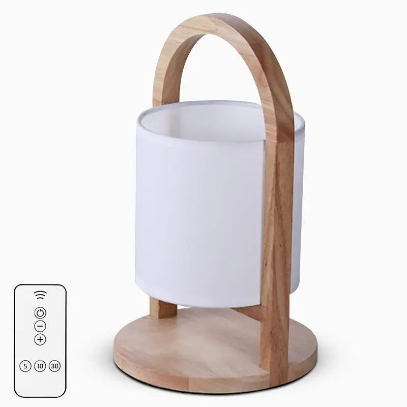 Portable Accent Table Lamp with Battery Operation in Wood Design Luxe