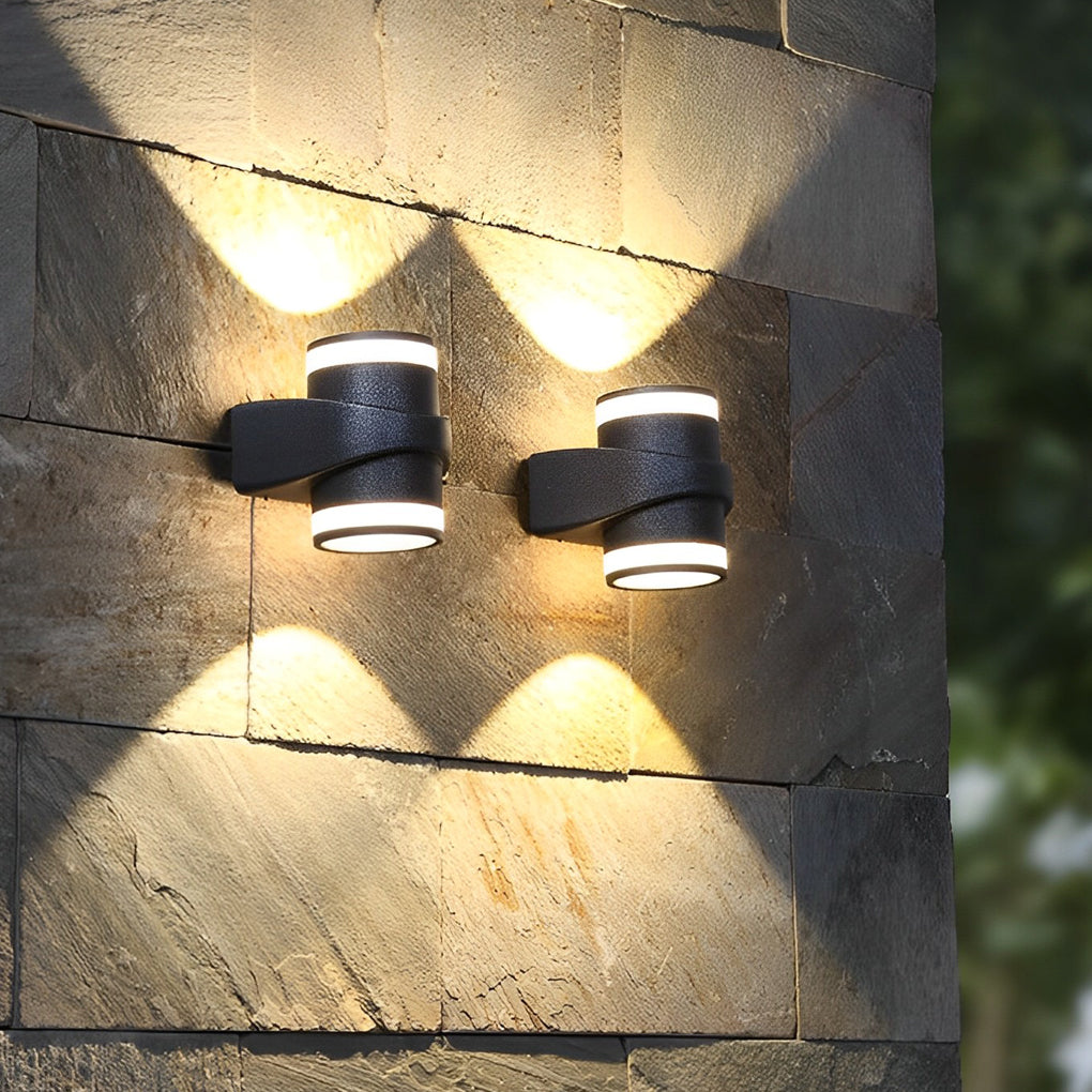 LED Waterproof Black Outdoor Wall Washer Lights - Round Up and Dawn Light