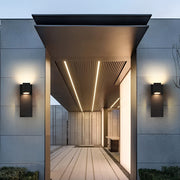 Modern Square Up/Down Outdoor Wall Sconce — Black Aluminum, 10W LED x2, IP-Rated Waterproof