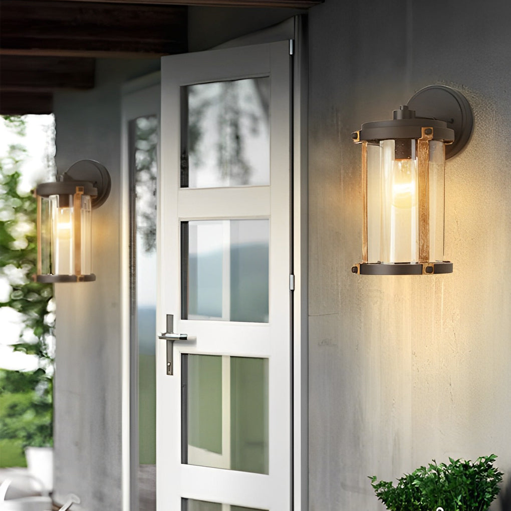 Vintage Industrial Outdoor Wall Sconce — Black Aluminum and Glass, E27, IP33 Waterproof, 6" × 12"