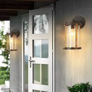 Vintage Industrial Outdoor Wall Sconce — Black Aluminum and Glass, E27, IP33 Waterproof, 6" × 12"