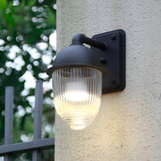 Glass Ball Outdoor Wall Sconce — Matte Black Aluminum, Waterproof, Industrial