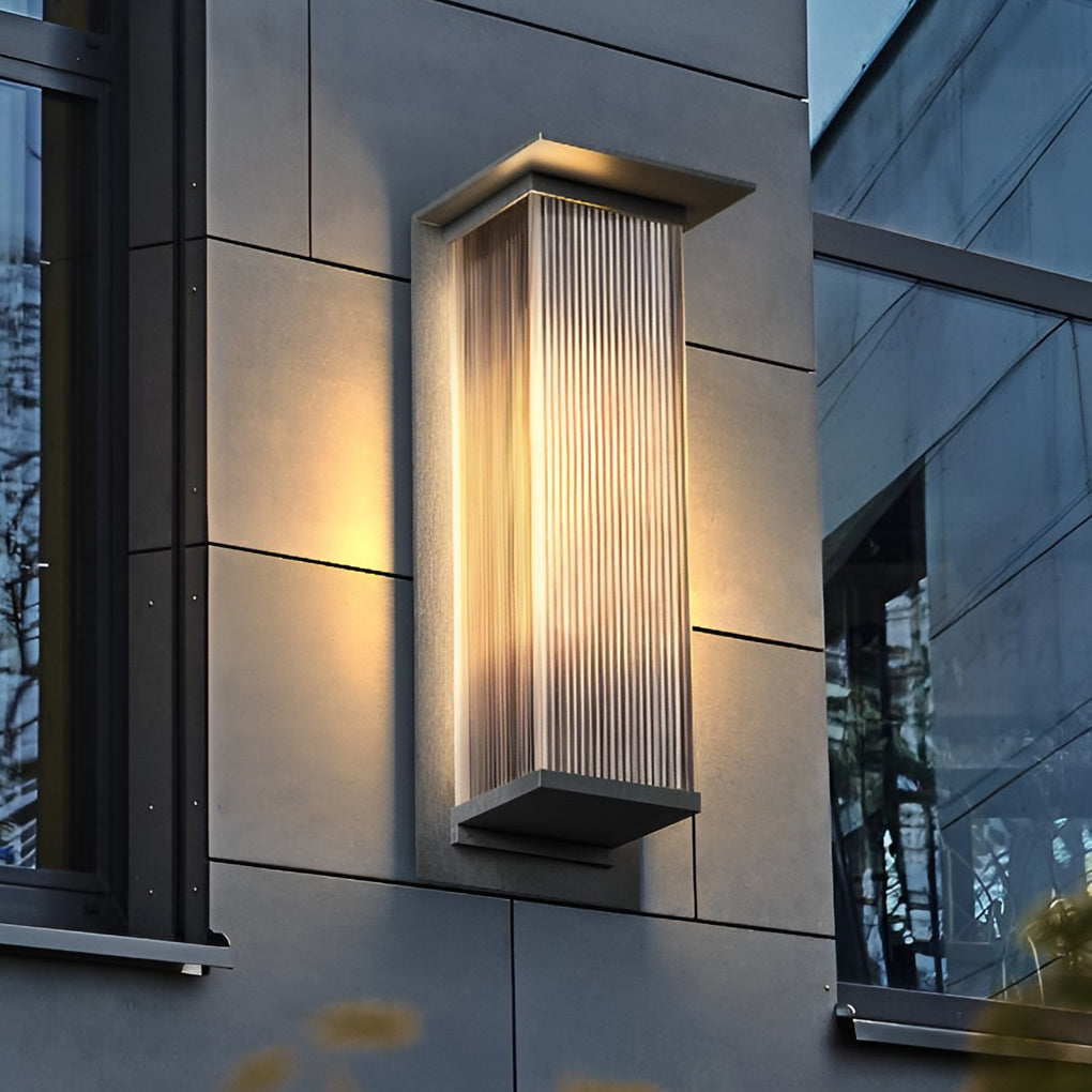 Modern Rectangular Outdoor Wall Sconce — Metal & Acrylic, 3W LED, IP65 Weatherproof, Solar