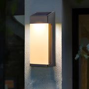 Rectangular Solar Outdoor Wall Sconce, Set of 2 — Die-Cast Aluminum, Frosted Glass, LED, IP44, 3000K Warm White