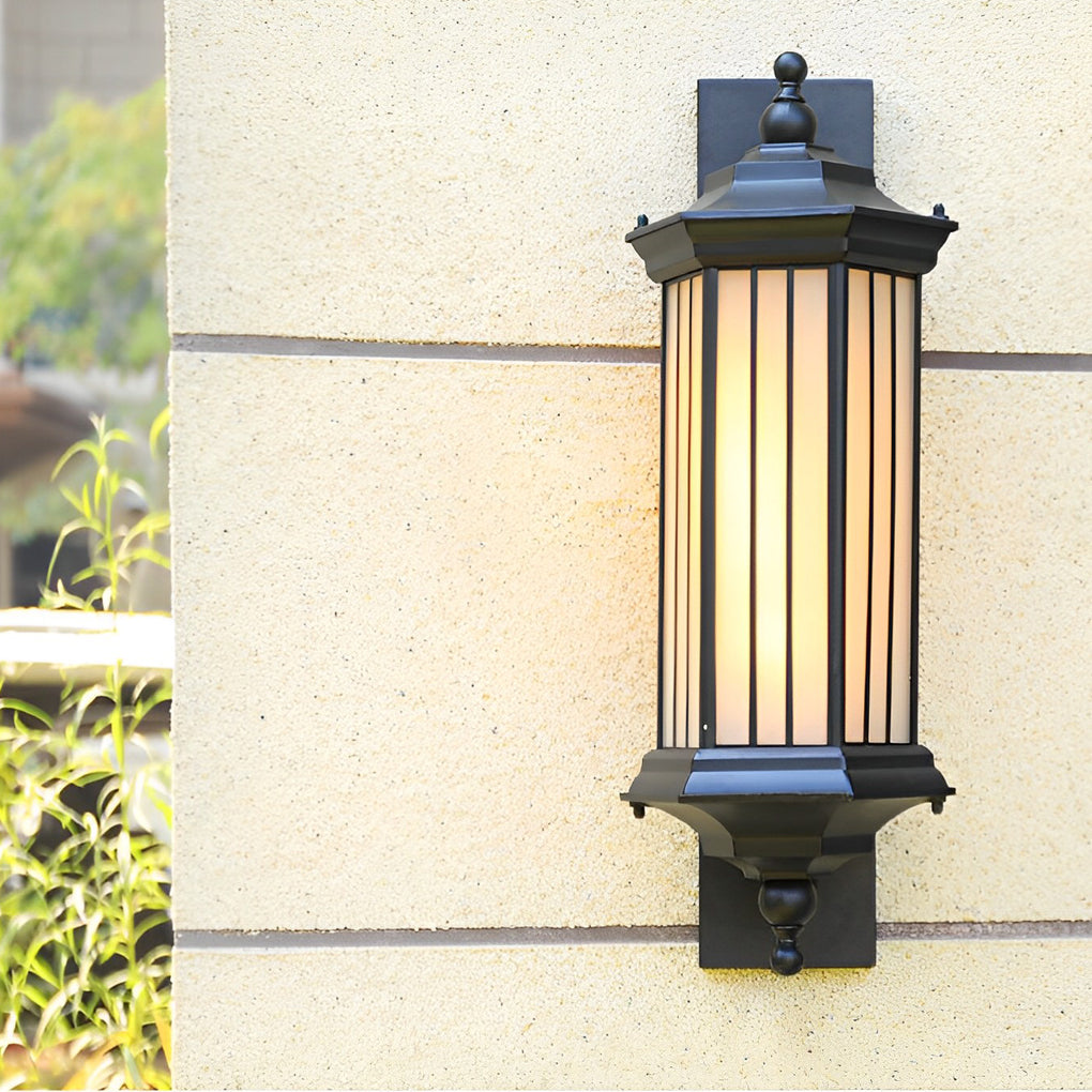 Modern Retro Outdoor Wall Sconce — Cast Aluminum, Black, Waterproof, 3000K Warm White, 8.7" × 23.6"