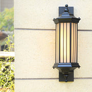Modern Retro Outdoor Wall Sconce — Cast Aluminum, Black, Waterproof, 3000K Warm White, 8.7" × 23.6"