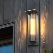 Vintage Outdoor Wall Sconce — Black Aluminum, Frosted Glass, LED, Solar / Hardwired, IP65