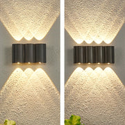 Modern Up/Down Wave Outdoor Wall Washer — Aluminum, LED, 2W–8W, 2- to 8-Light, IP Weatherproof