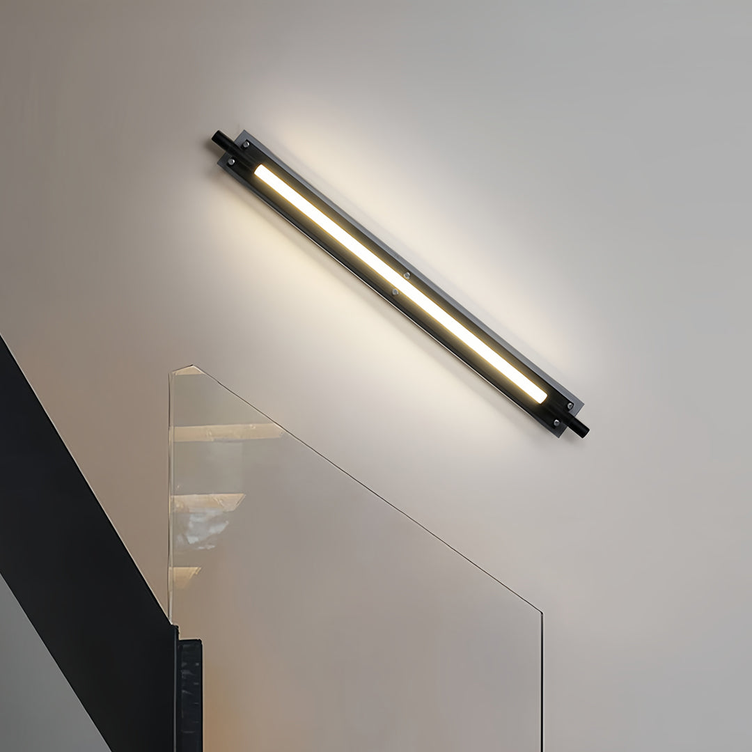 Black Linear Up/Down Wall Sconce — Iron and Glass, LED Hardwired, 12–24W, 60cm–120cm