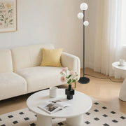 Modern Globe Floor Lamp with 3 Lights in Gold, Black, and White - Standing Design Luxe