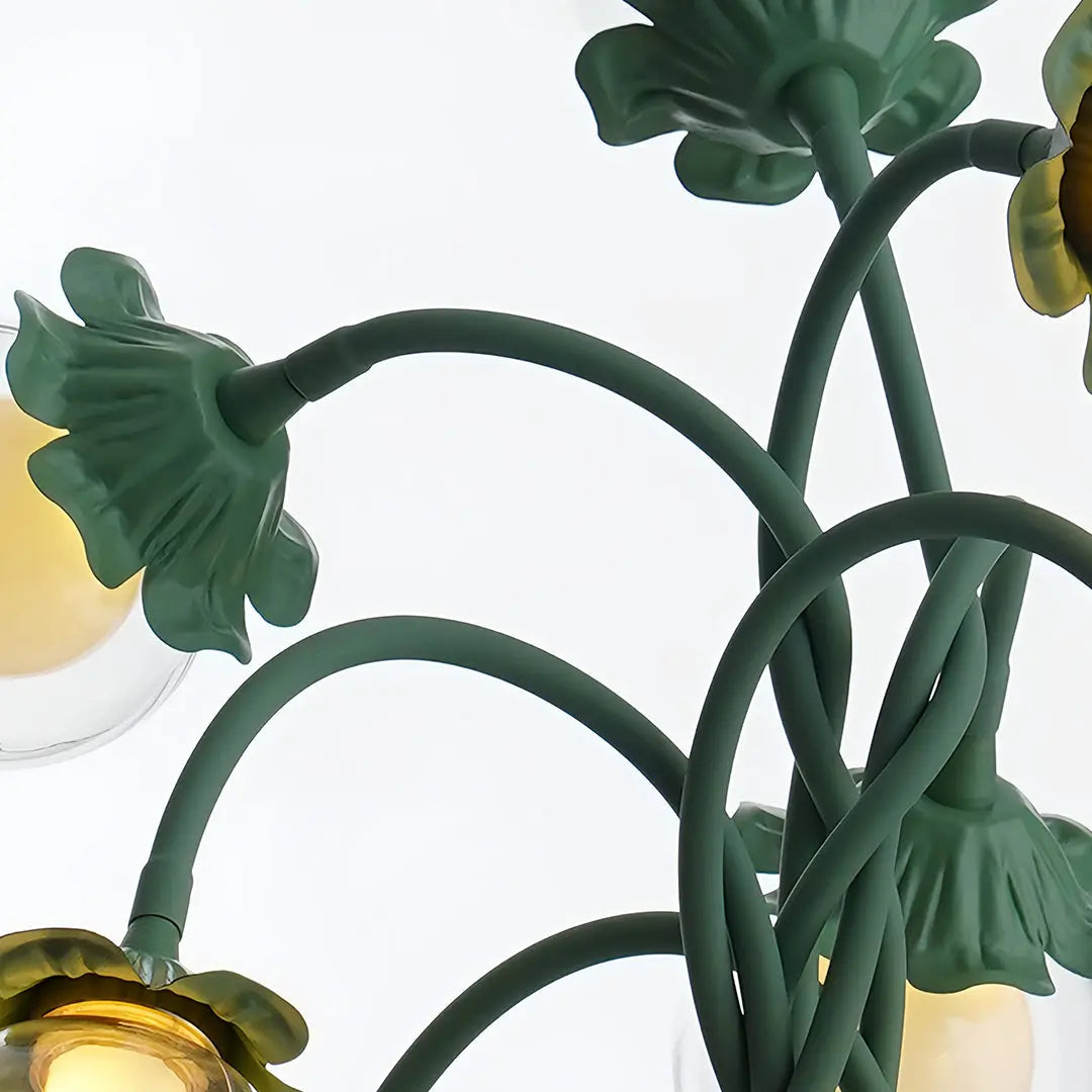 Artistic Globe Decorative Light: Retro Green Table Lamp with French Floral Design Luxe