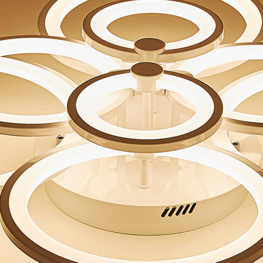 Overlapping Rings LED Semi-Flush Mount — Metal and Acrylic, 4-Light / 6-Light / 8-Light, Dimmable