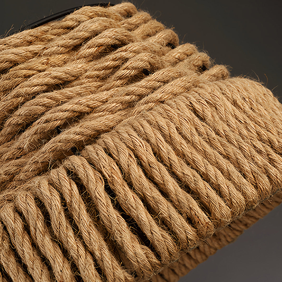 Vintage Industrial Hemp Rope Pendant Light — Iron, Bell-Shaped, E27, 4W, Adjustable 50cm Cord