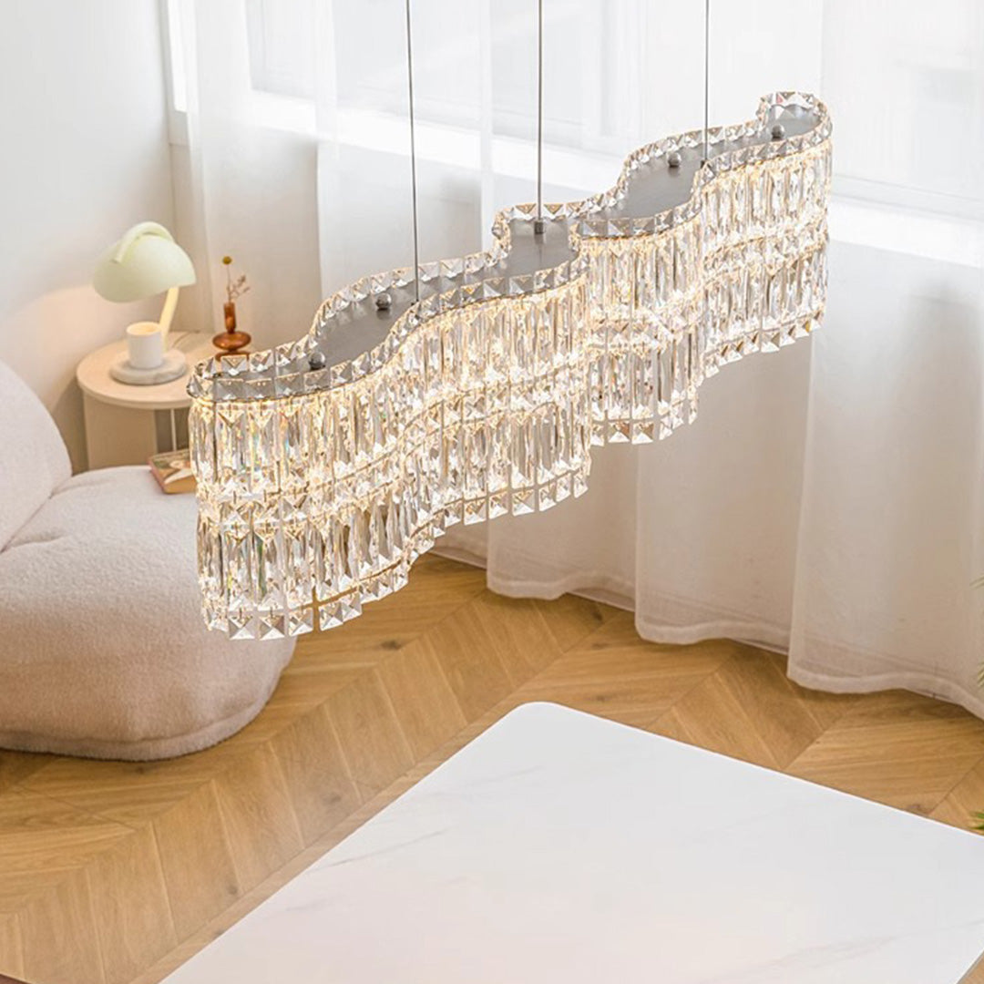 Large K9 Crystal Ring Chandelier — Stainless Steel, Gold or Silver, Stepless Dimming 3000K–6000K, Remote Control, 40W–118W