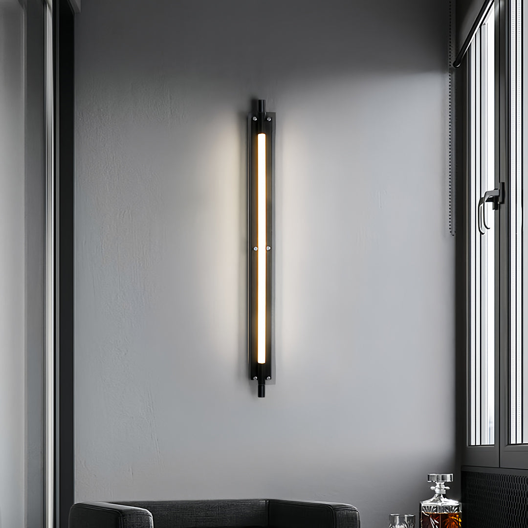 Black Linear Up/Down Wall Sconce — Iron and Glass, LED Hardwired, 12–24W, 60cm–120cm