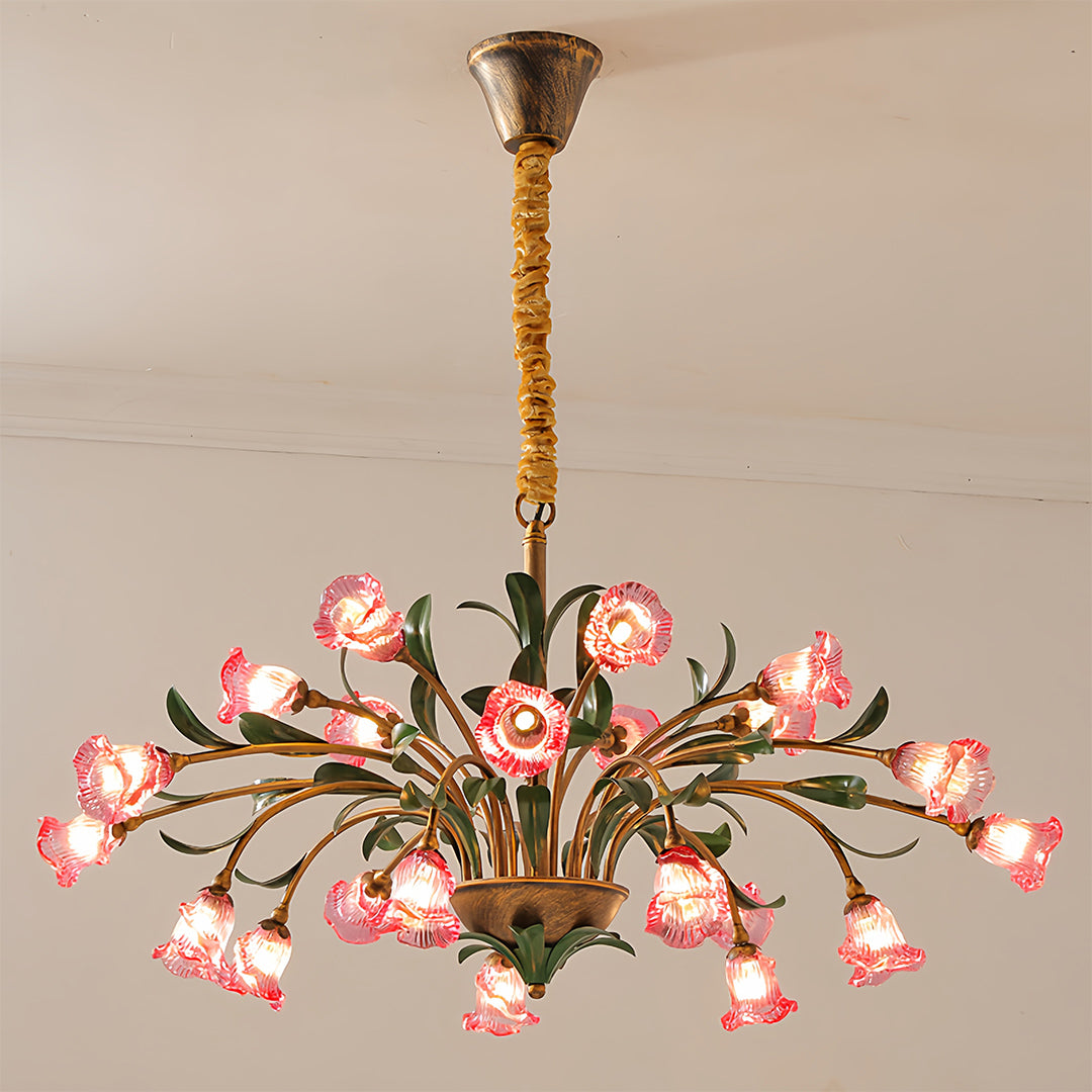 Vintage Floral Branch Chandelier — Iron and Glass, G4 3-Step Dimming, 12 to 35-Head