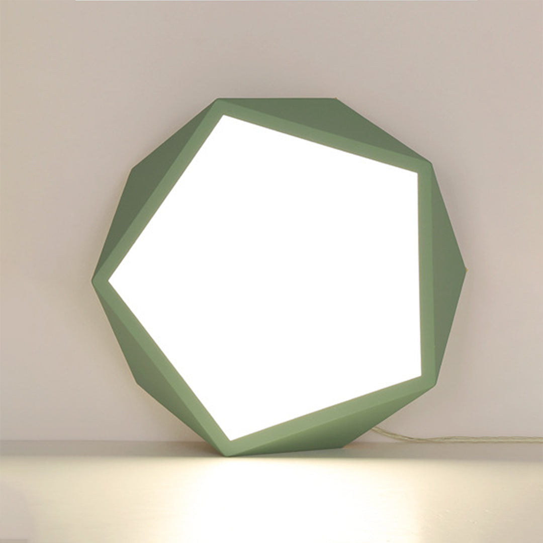 Geometric LED Flush-Mount Ceiling Light — Iron Frame, Acrylic Shade, Three-Color Dimming, 24W / 36W, 42cm / 52cm