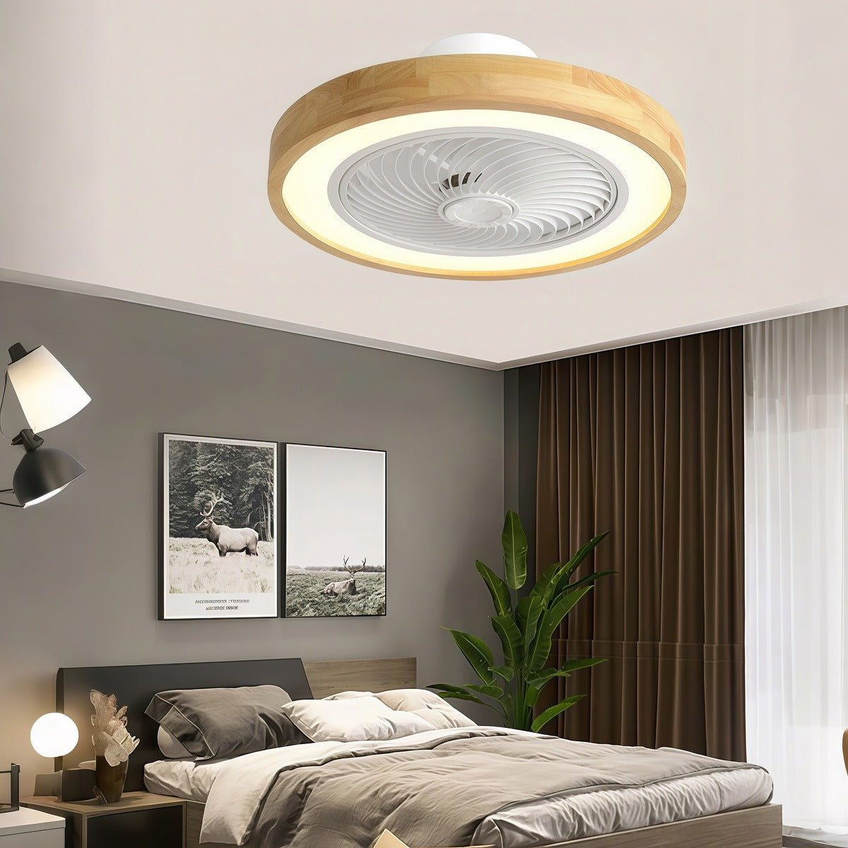 Nordic Modern Bladeless Ceiling Fan with Lights and Remote Control - Three-Level Wind Regulation