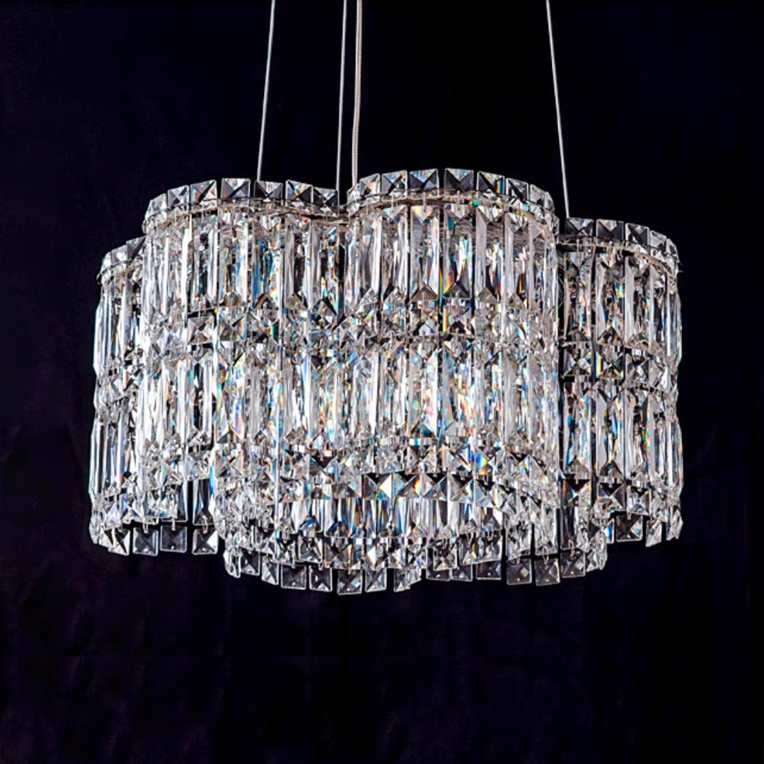 Large K9 Crystal Ring Chandelier — Stainless Steel, Gold or Silver, Stepless Dimming 3000K–6000K, Remote Control, 40W–118W