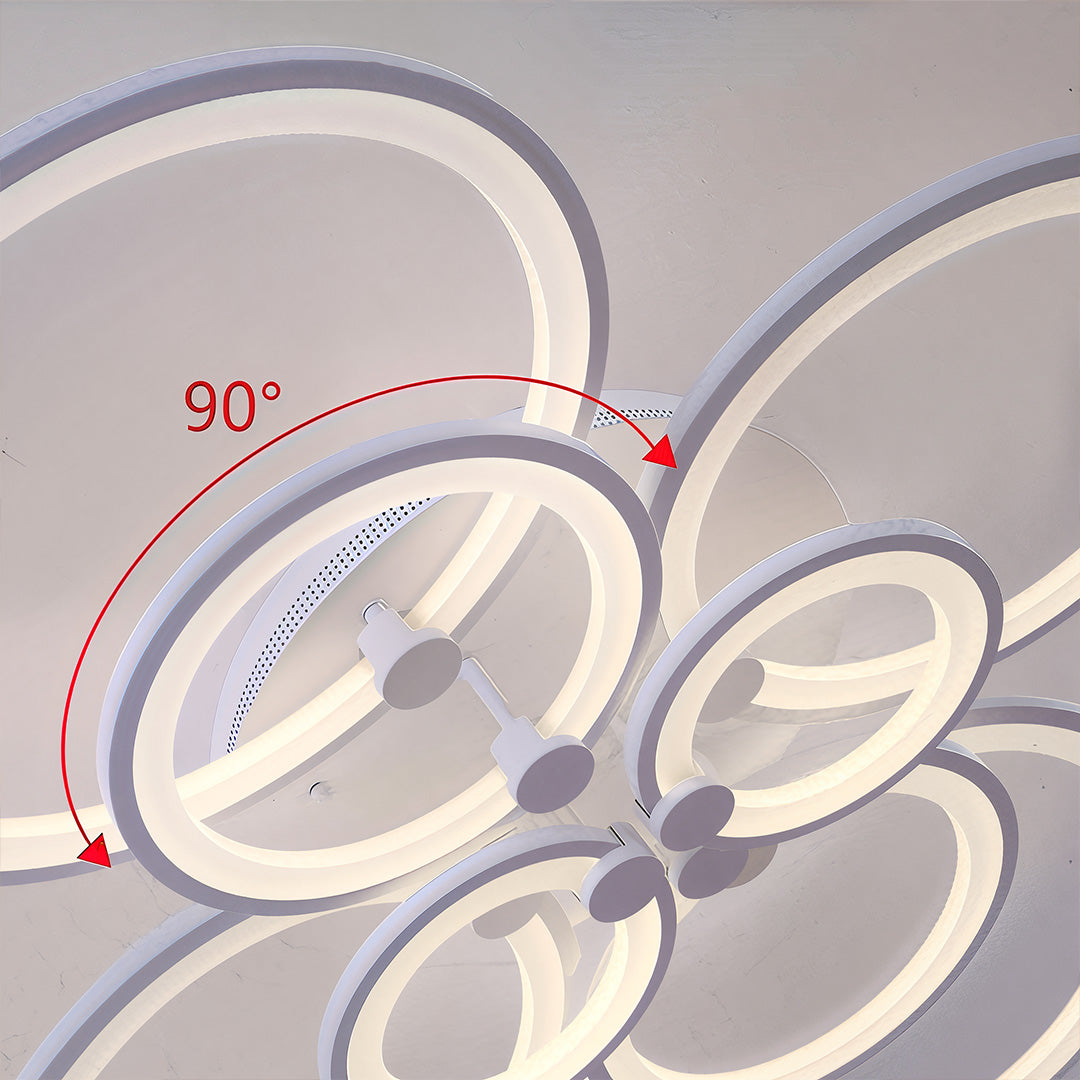 Overlapping Rings LED Semi-Flush Mount — Metal and Acrylic, 4-Light / 6-Light / 8-Light, Dimmable