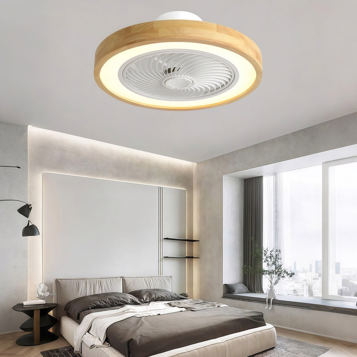 Nordic Modern Bladeless Ceiling Fan with Lights and Remote Control - Three-Level Wind Regulation