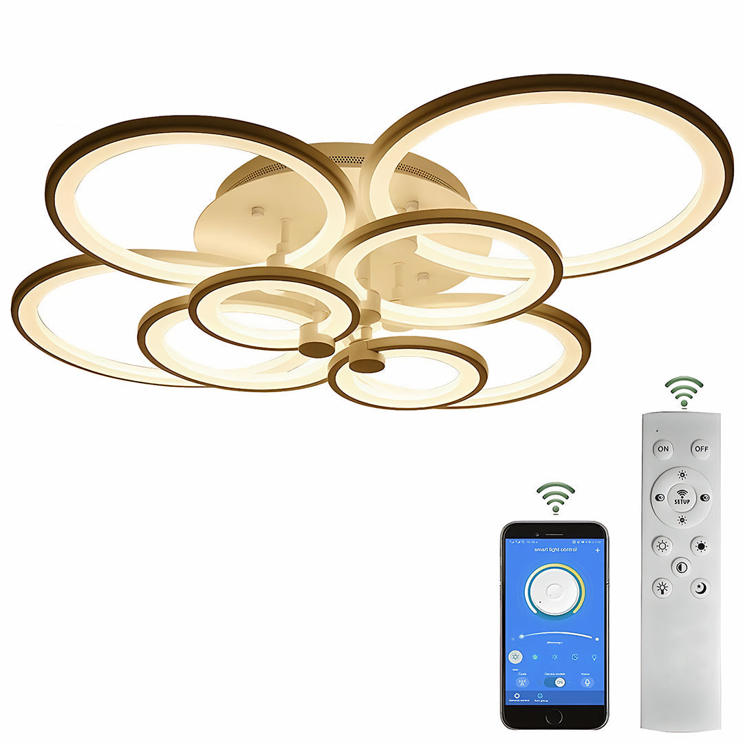 Overlapping Rings LED Semi-Flush Mount — Metal and Acrylic, 4-Light / 6-Light / 8-Light, Dimmable
