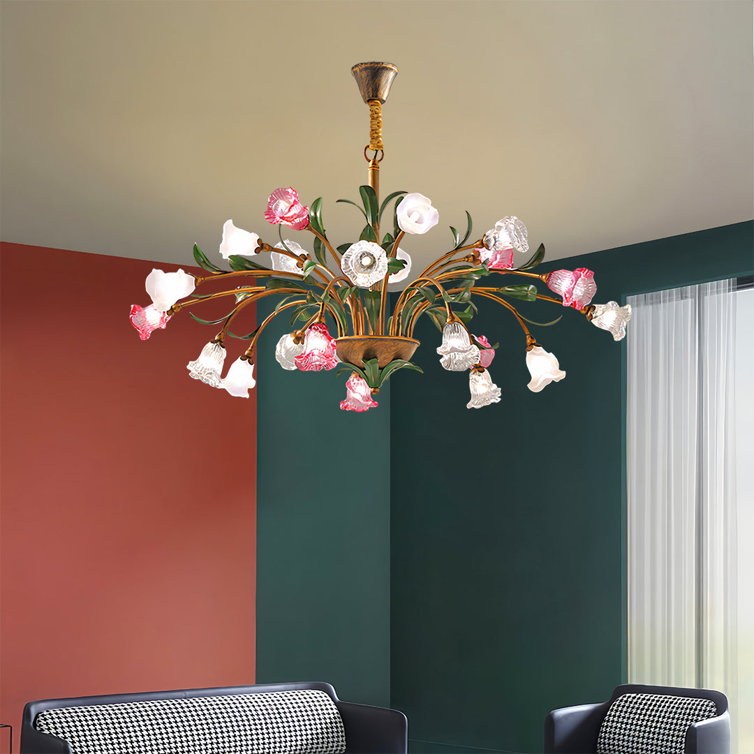 Vintage Floral Branch Chandelier — Iron and Glass, G4 3-Step Dimming, 12 to 35-Head
