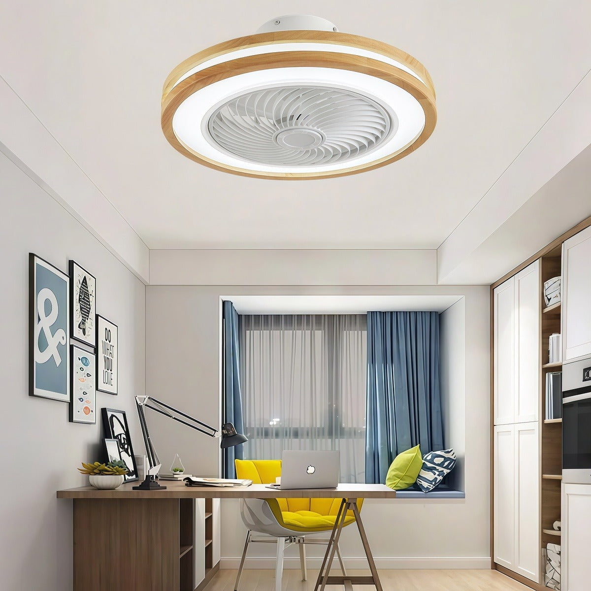 Nordic Modern Bladeless Ceiling Fan with Lights and Remote Control - Three-Level Wind Regulation