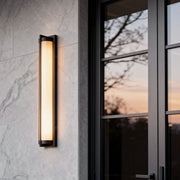 Modern Minimalist Linear Outdoor Wall Sconce — Black Stainless Steel, Acrylic Shade, IP54, Integrated LED, 4 Sizes