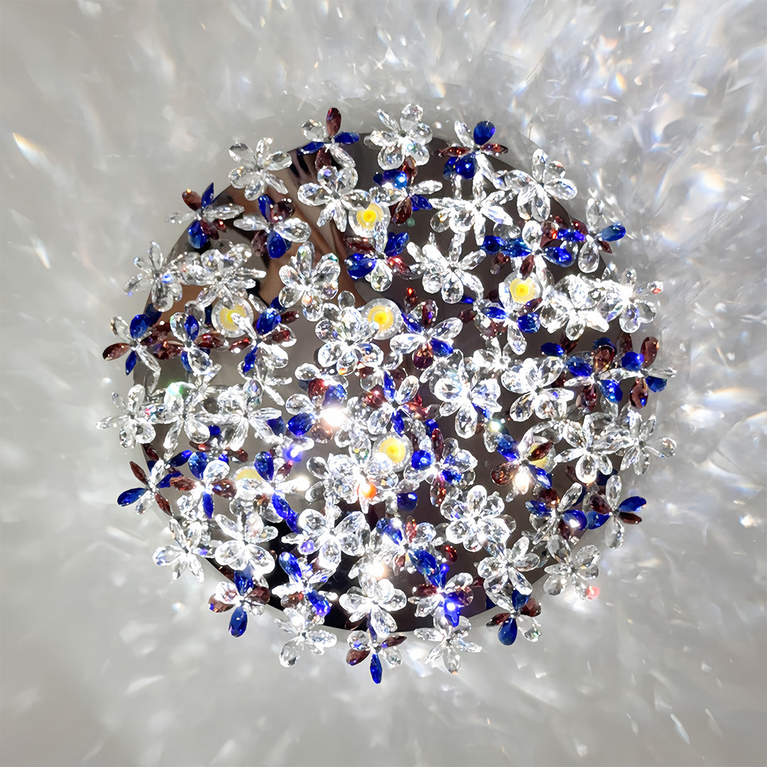 Round Crystal Flush-Mount Ceiling Light — Stainless Steel, French, 30W/40W LED, 3-Step Dimming, 19.7" or 23.6"