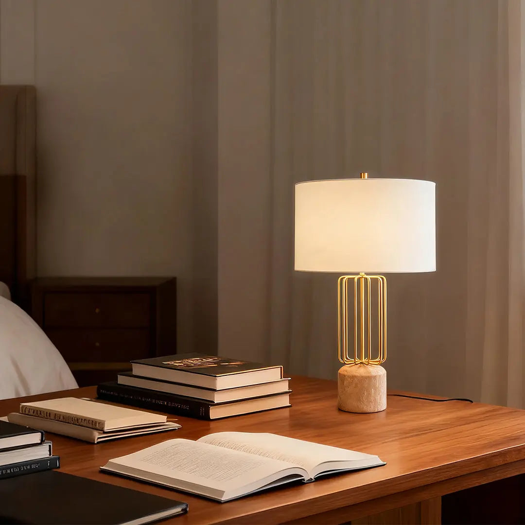 Nordic Style LED Eye-Care Lamp with Geometric Metal Cage Design Luxe