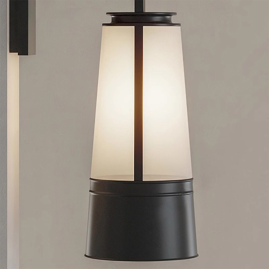 Modern Minimalist Wall Sconce — Black Iron, Glass Shade, 12W LED E27, 3000K Hardwired