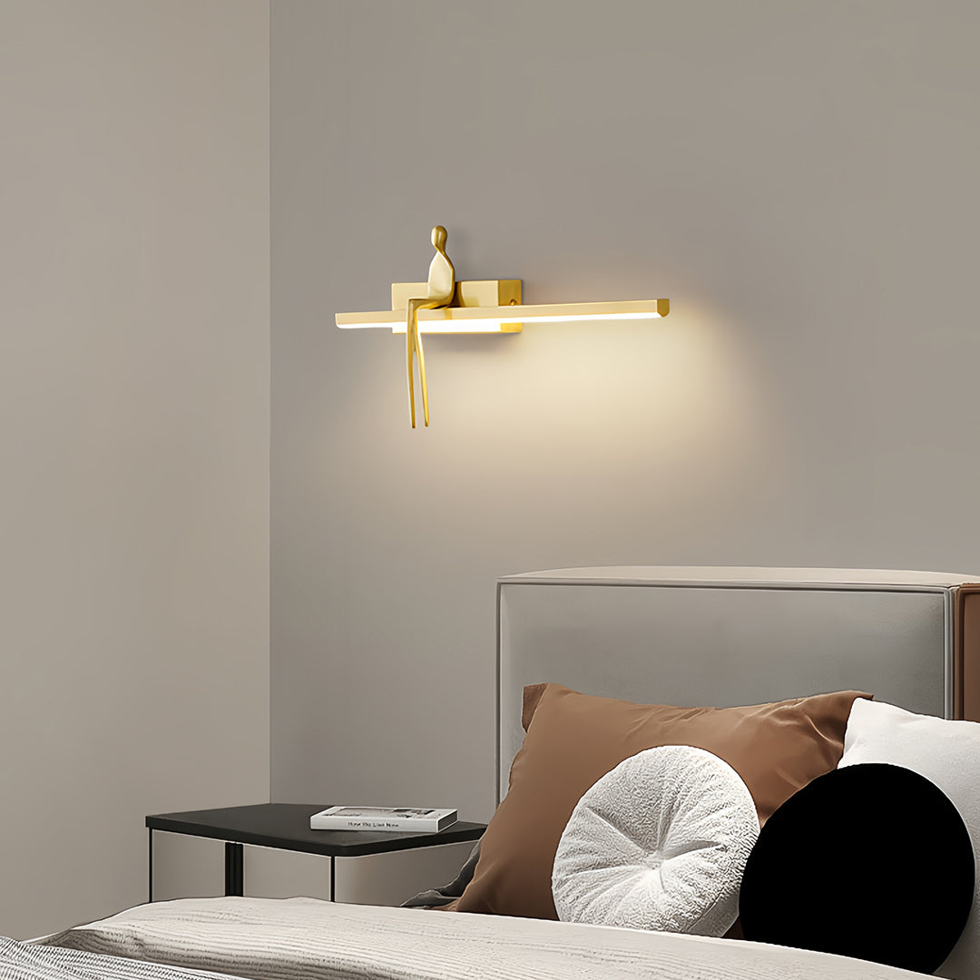 Minimalist Italian Man-Figure Wall Sconce — Full Copper, Acrylic, 5W LED, 3-Step Dimming