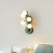 Bellflower Floral Wall Sconce — Green Iron, Clear Glass, 5-Light G4, Three-Step Dimming (3000K/4500K/6000K)