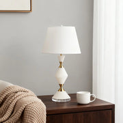 Elegant White Contemporary Table Lamps with Gold Accents Luxe