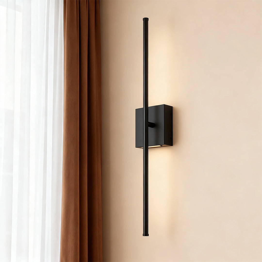 Linear Wall Sconce — Black Iron, USB Rechargeable, 5W LED, 3-Step Dimming (3000K/4000K/6000K), 5200mAh