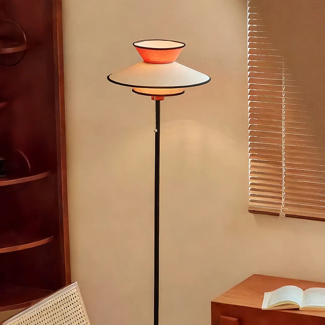 Vintage Ambient Floor Lamps with Fabric Shade and Pull Chain Switch Luxe