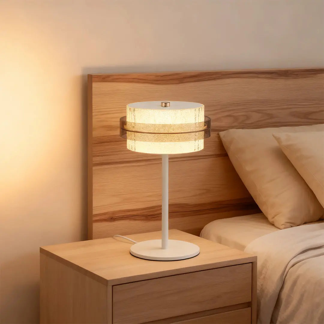 Vintage Iron Frame Table Lamp with PS Lampshade for Atmospheric Lighting Luxe