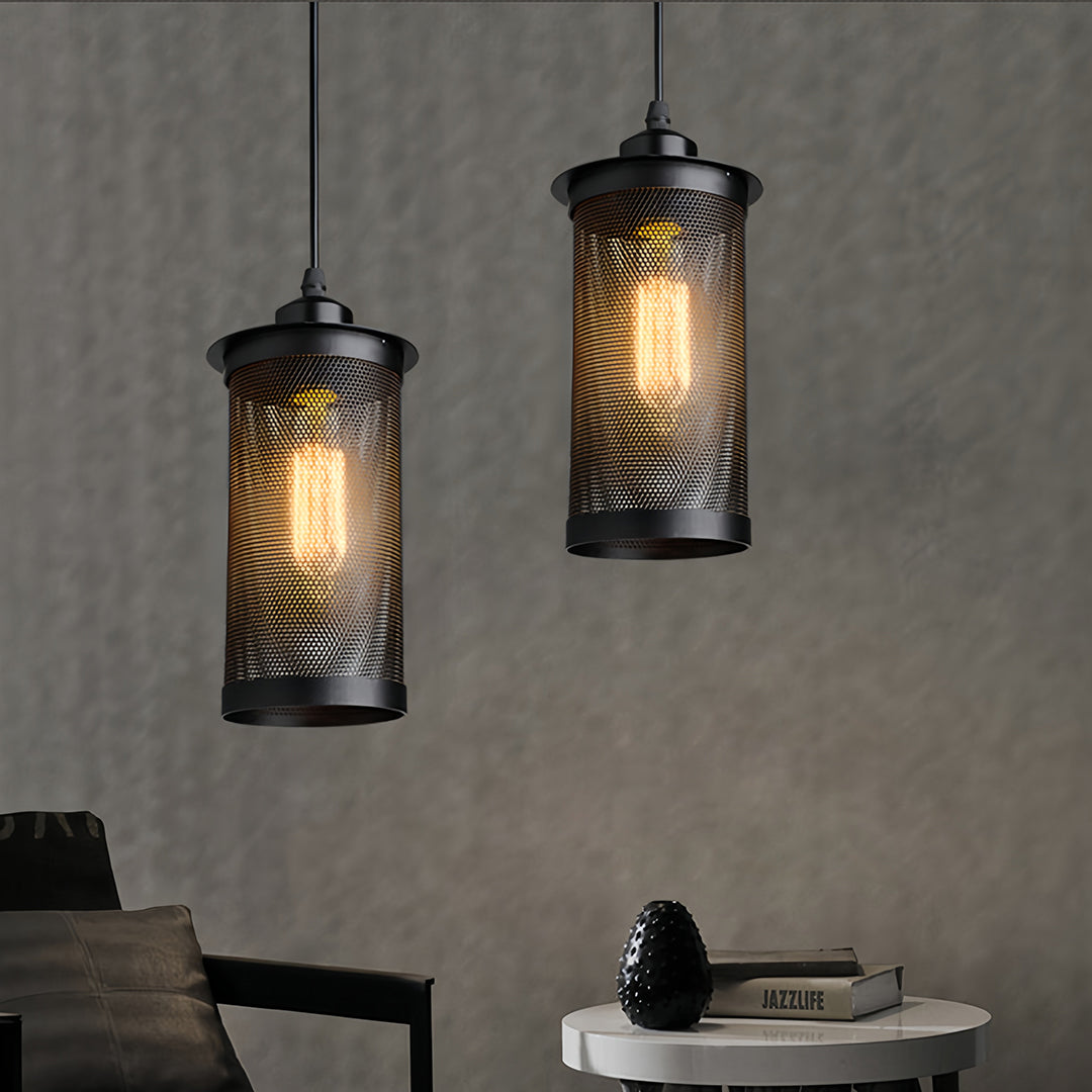 Retro Industrial Mini Pendant — Black Iron, 3-Light E27, 12W Warm White, Adjustable Chain