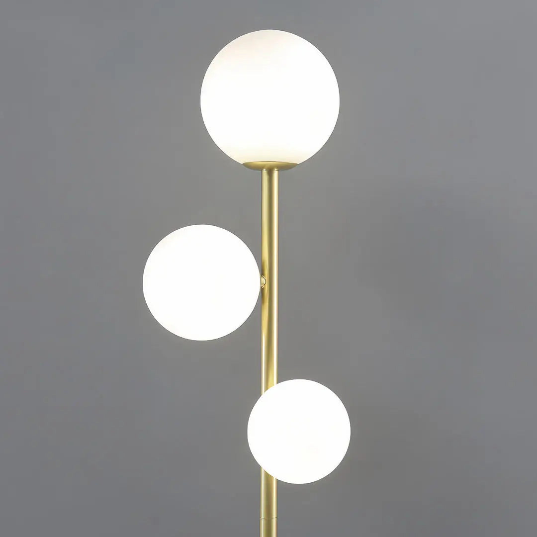 Modern Globe Floor Lamp with 3 Lights in Gold, Black, and White - Standing Design Luxe