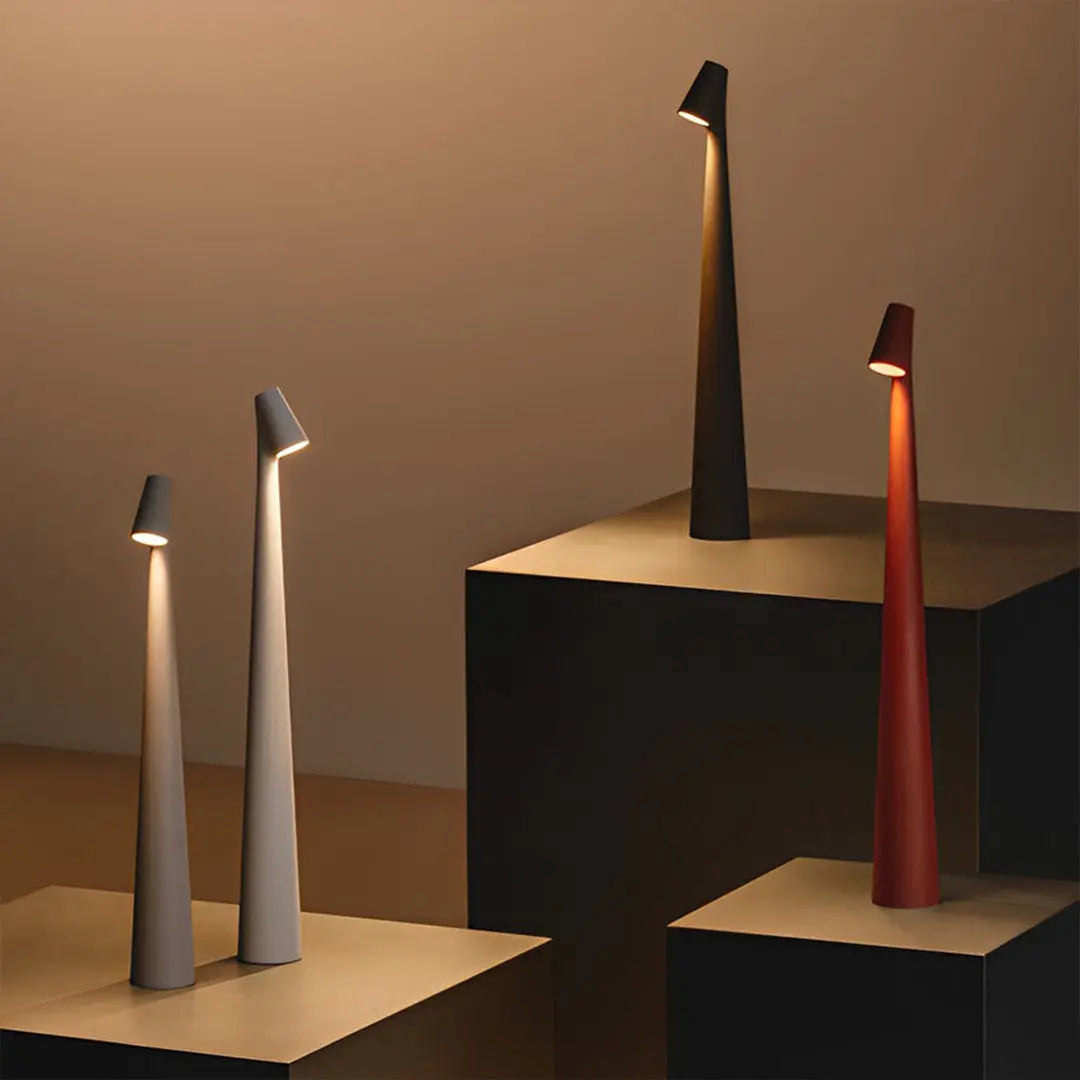 LED Accent Table Lamp with a Modern Conical Stem Luxe