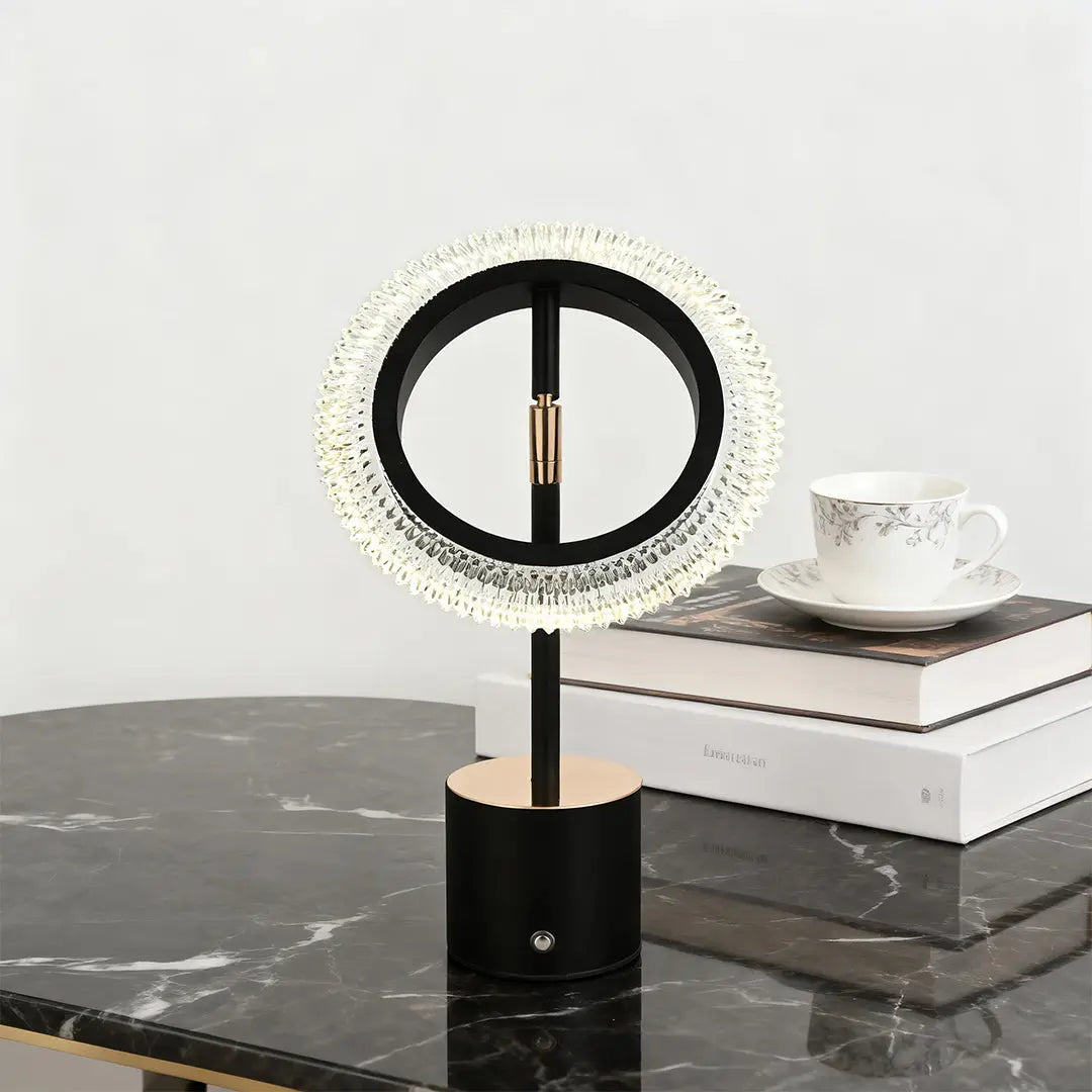 Minimalist Modern Ring Table Lamp with Creative Touch Charging Design Luxe