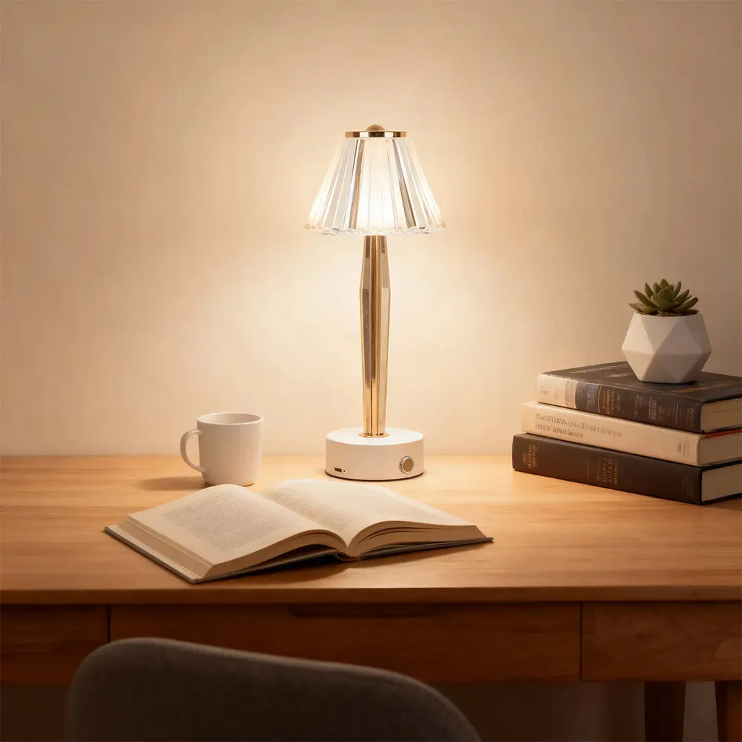 Classic Iron Body Table Lamp with USB Touch Control and Acrylic Shade Luxe