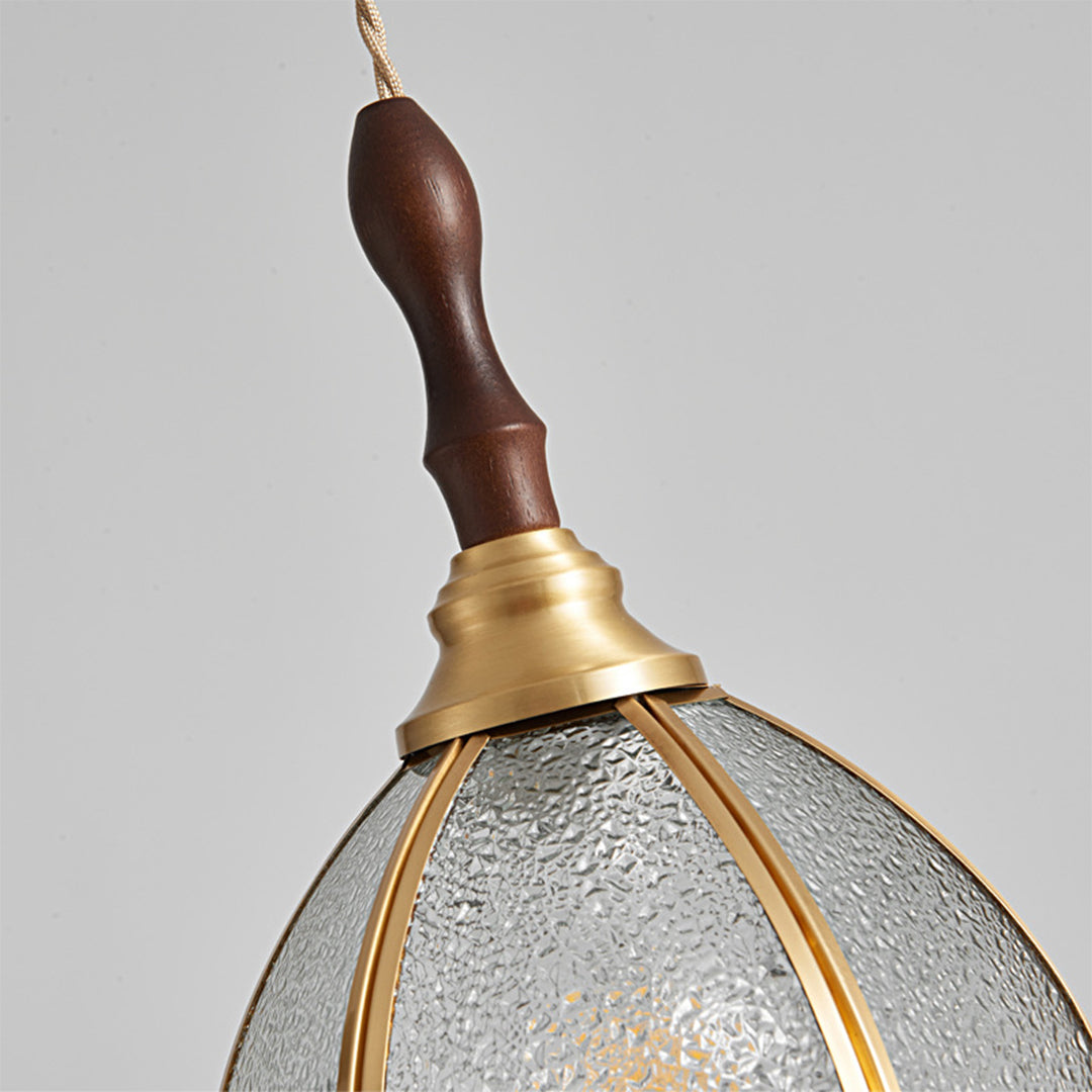 Water Ripple Glass Pendant Light — Full Copper, LED E27, 3-Step Dimming, 1- or 3-Light
