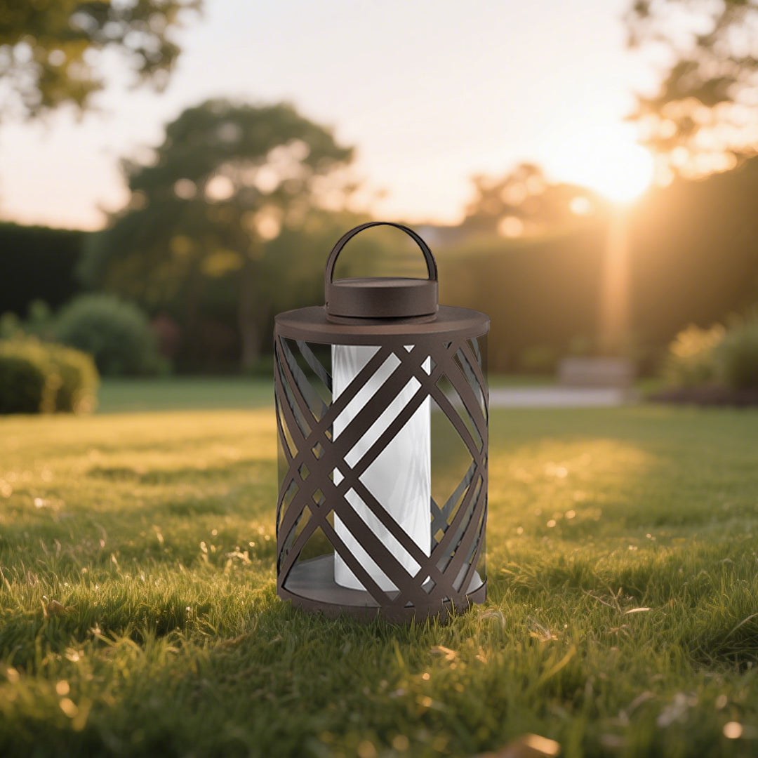 Perforated Outdoor Landscape Lantern — Stainless Steel, LED, 3000K, IP65 Weatherproof