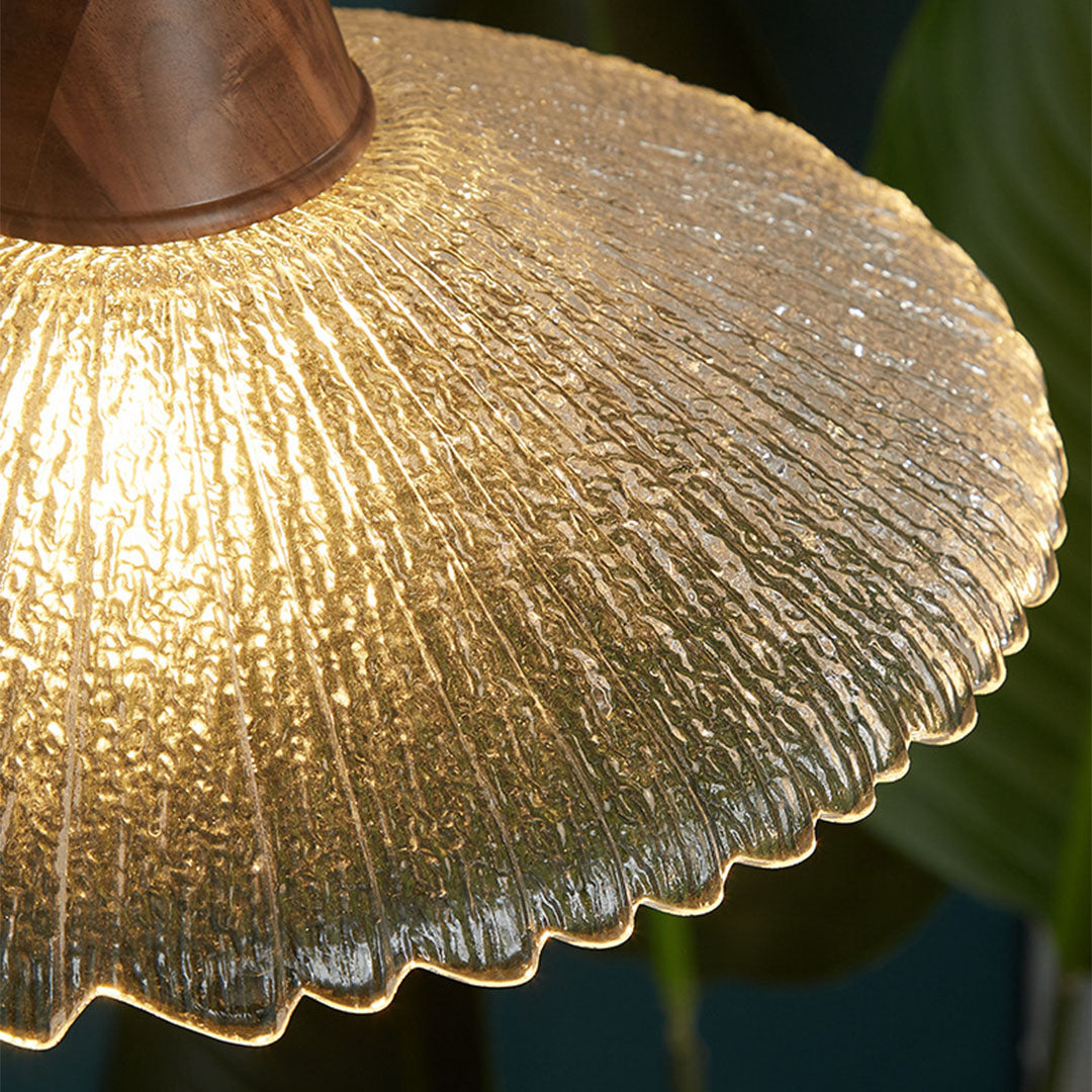 Wabi-Sabi Mini Pendant — Blown Glass, Walnut Wood and H65 Brass, 6W LED E27, 1.8m Adjustable Cord