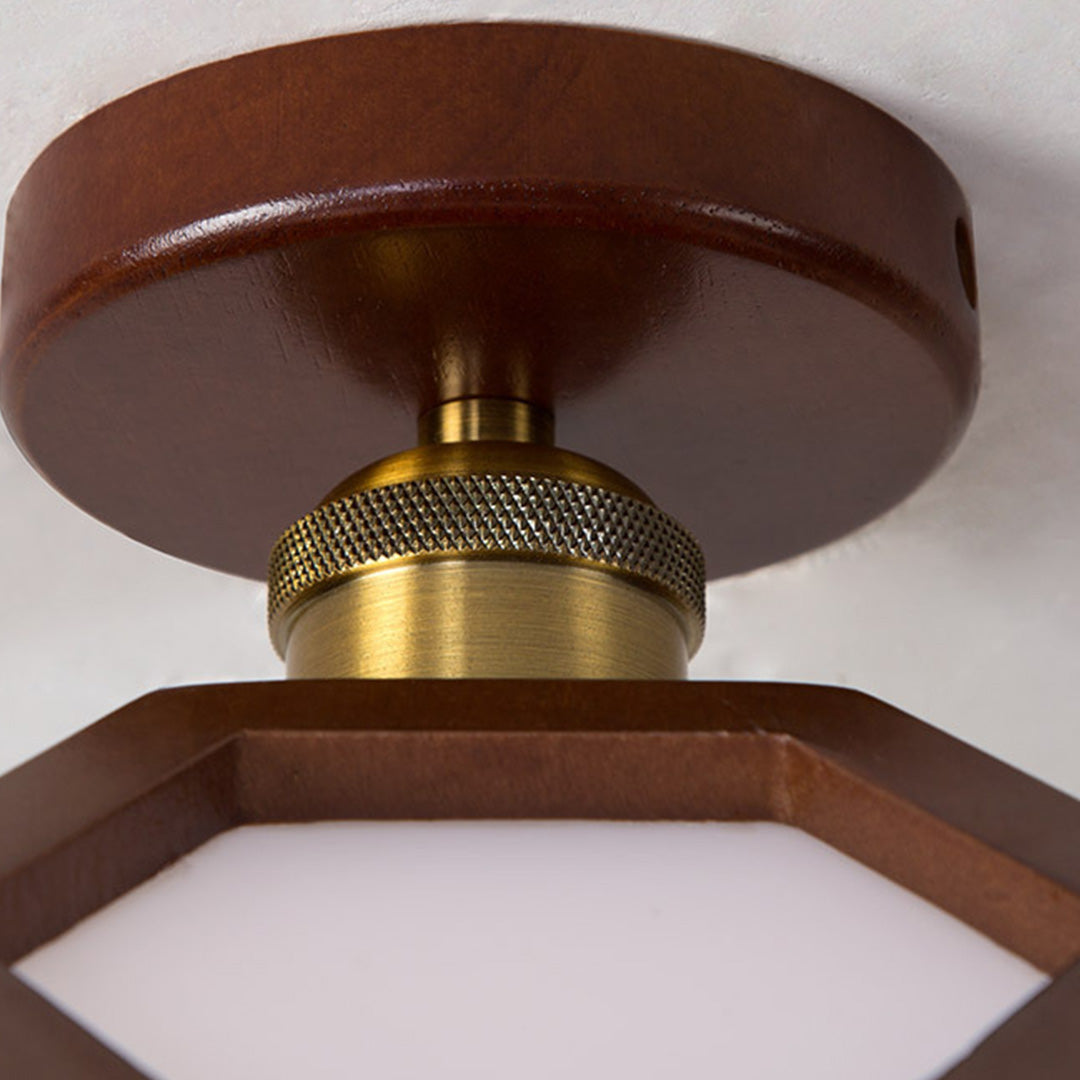 Lotus Semi-Flush Mount — Oak Wood, LED E27, 3-Step Dimming (3000K/4000K/6000K), 11"