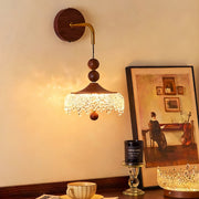 Teardrop LED Wall Sconce — Walnut & Iron, 15W Tri-Color Dimming, CRI 97, 11" × 16.5"