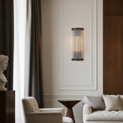 Vintage Semi-Circular Glass Rod Wall Sconce — Black Iron, LED 3000K, 1-Light