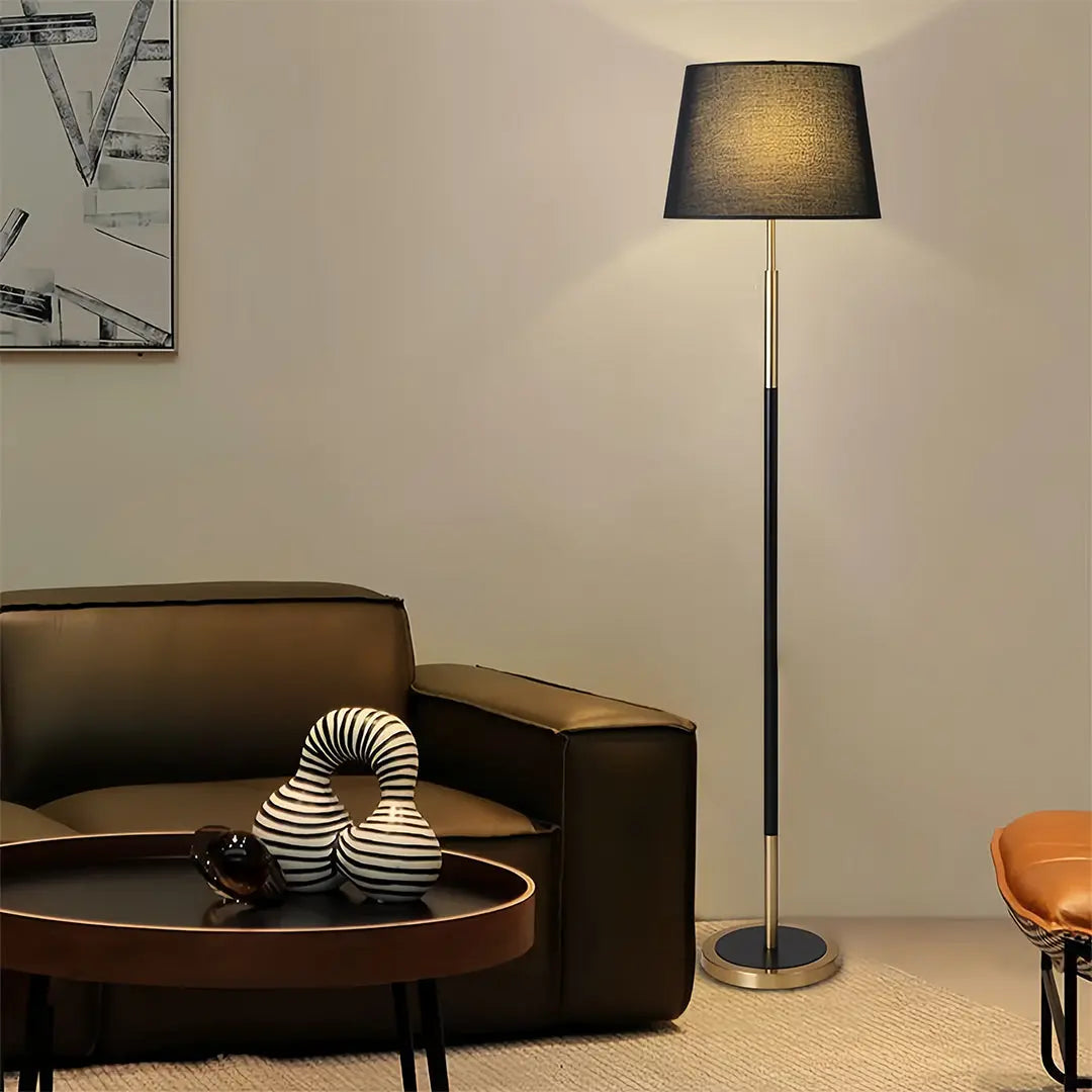 Country Style Vintage Wrought Iron Floor Lamp with Fabric Shade Luxe